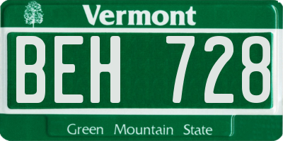 VT license plate BEH728