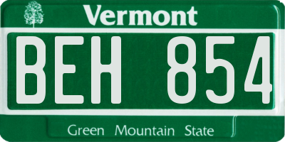 VT license plate BEH854