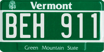 VT license plate BEH911