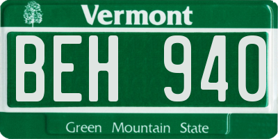 VT license plate BEH940