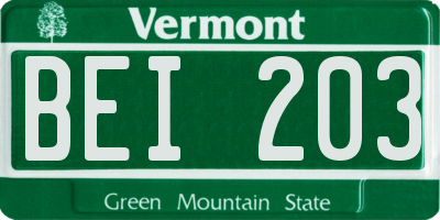 VT license plate BEI203