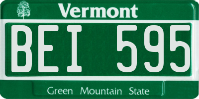 VT license plate BEI595