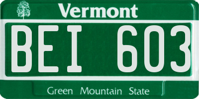 VT license plate BEI603