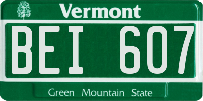 VT license plate BEI607