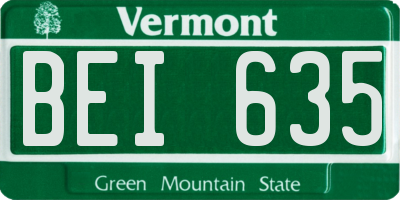 VT license plate BEI635