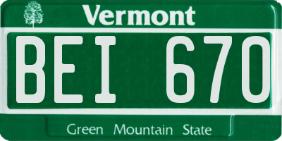 VT license plate BEI670
