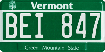 VT license plate BEI847