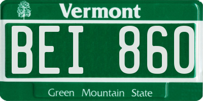 VT license plate BEI860