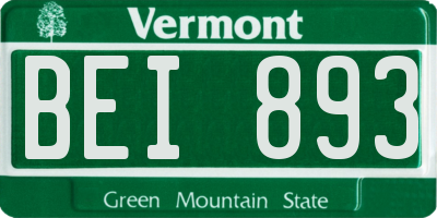 VT license plate BEI893