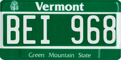VT license plate BEI968