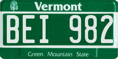 VT license plate BEI982