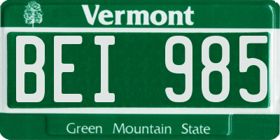 VT license plate BEI985