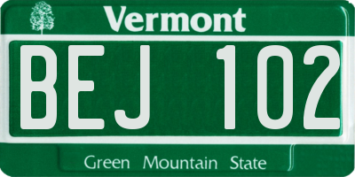 VT license plate BEJ102