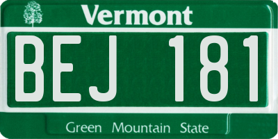 VT license plate BEJ181