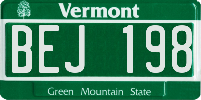 VT license plate BEJ198
