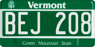 VT license plate BEJ208