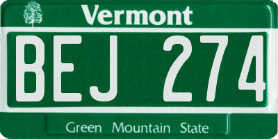 VT license plate BEJ274