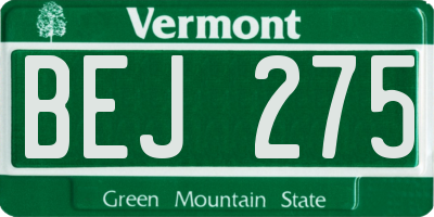 VT license plate BEJ275