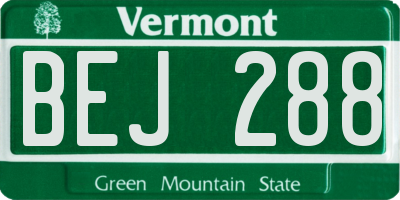 VT license plate BEJ288