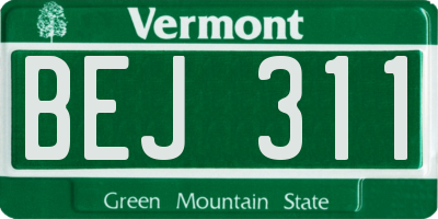VT license plate BEJ311