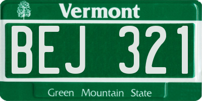 VT license plate BEJ321