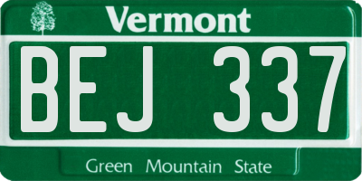 VT license plate BEJ337