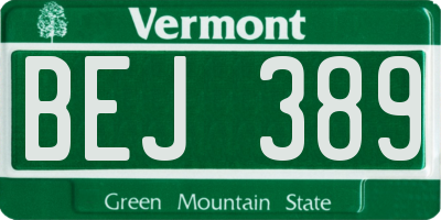 VT license plate BEJ389