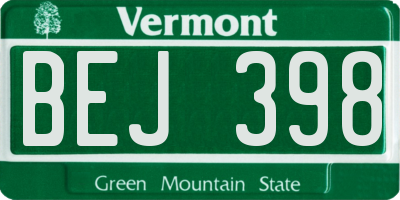 VT license plate BEJ398