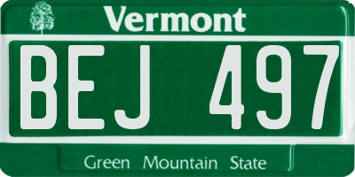 VT license plate BEJ497