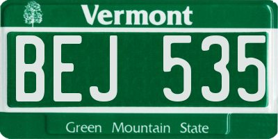 VT license plate BEJ535
