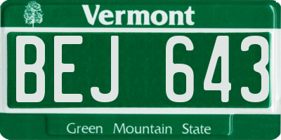 VT license plate BEJ643