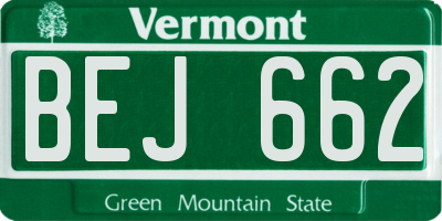 VT license plate BEJ662