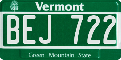 VT license plate BEJ722