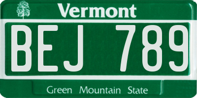 VT license plate BEJ789