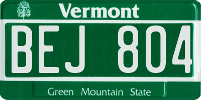 VT license plate BEJ804