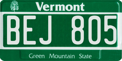 VT license plate BEJ805