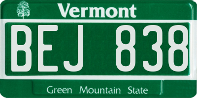 VT license plate BEJ838
