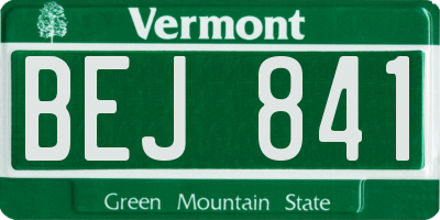 VT license plate BEJ841