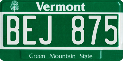VT license plate BEJ875