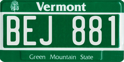 VT license plate BEJ881