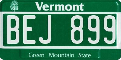 VT license plate BEJ899