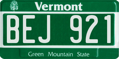 VT license plate BEJ921