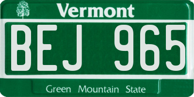 VT license plate BEJ965