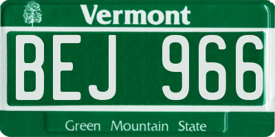 VT license plate BEJ966