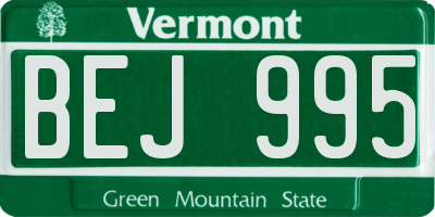 VT license plate BEJ995