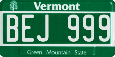 VT license plate BEJ999