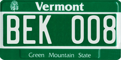 VT license plate BEK008