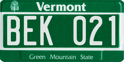 VT license plate BEK021