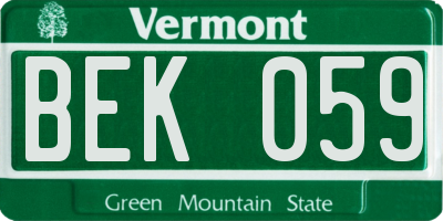 VT license plate BEK059