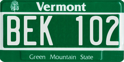 VT license plate BEK102